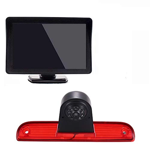 Rear View Mirror Monitor - 4.3 Inch Wired + Brake Light Camera - 1280 x 720 Night vision