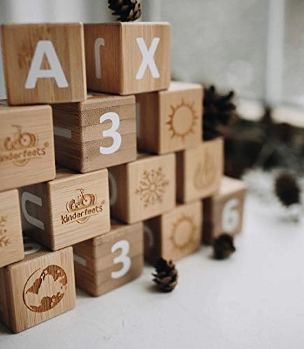 Crafted Abc Bamboo Blocks - 18 Months 18 pieces