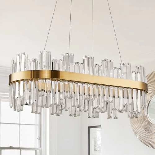 Rectangle LED Crystal Chandelier - 3 Colors Dimmable
