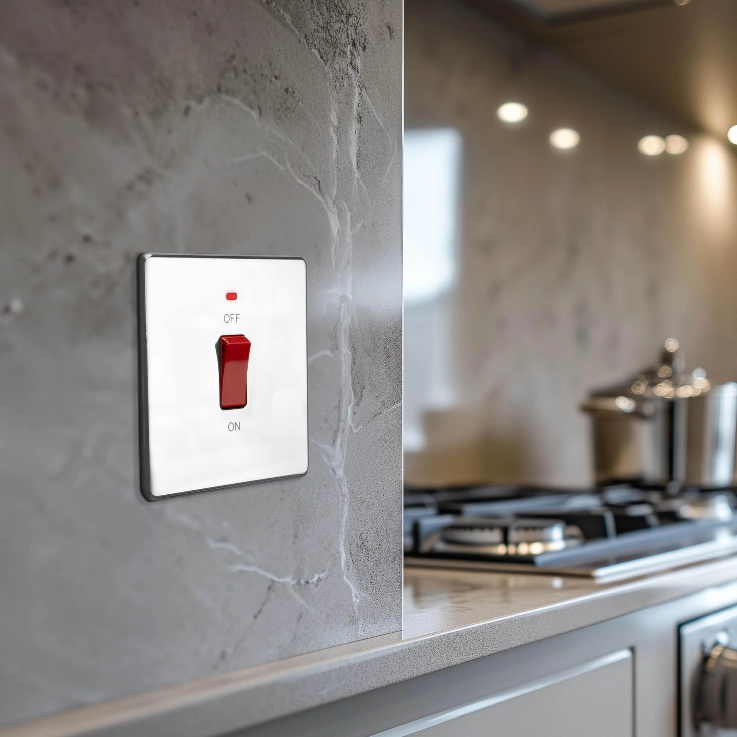 Cooker Control Switch Unit - 45A Double Pole LED Power Indicator