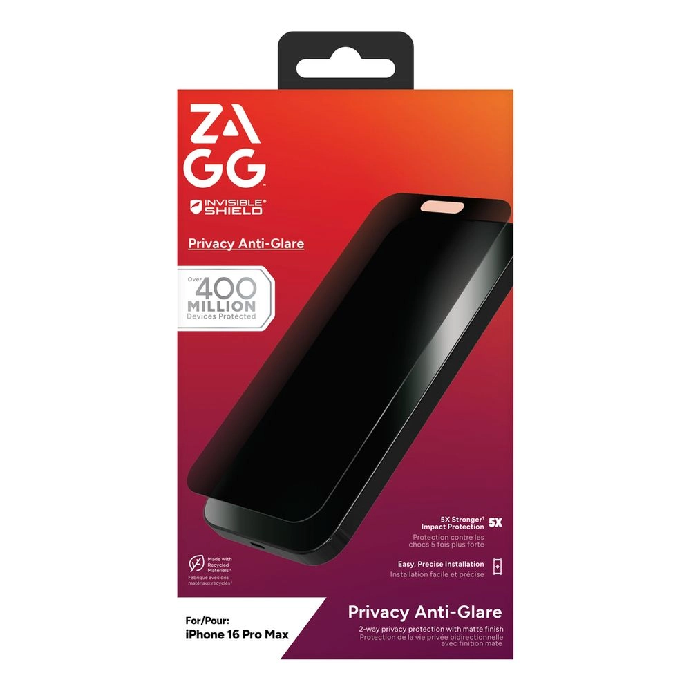 ZAGG Privacy Tempered Glass Screen Protector for iPhone 16 Pro Max