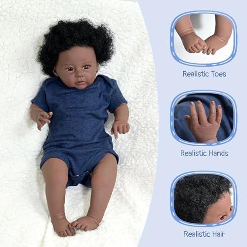 Reborn Baby Doll - 20 Inch Silicone Black Ages 3+