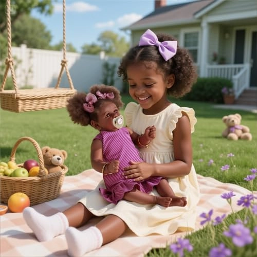 Reborn Baby Doll - 22 Inch Caramel Skin Tone Taupe Eyes Ages 3+