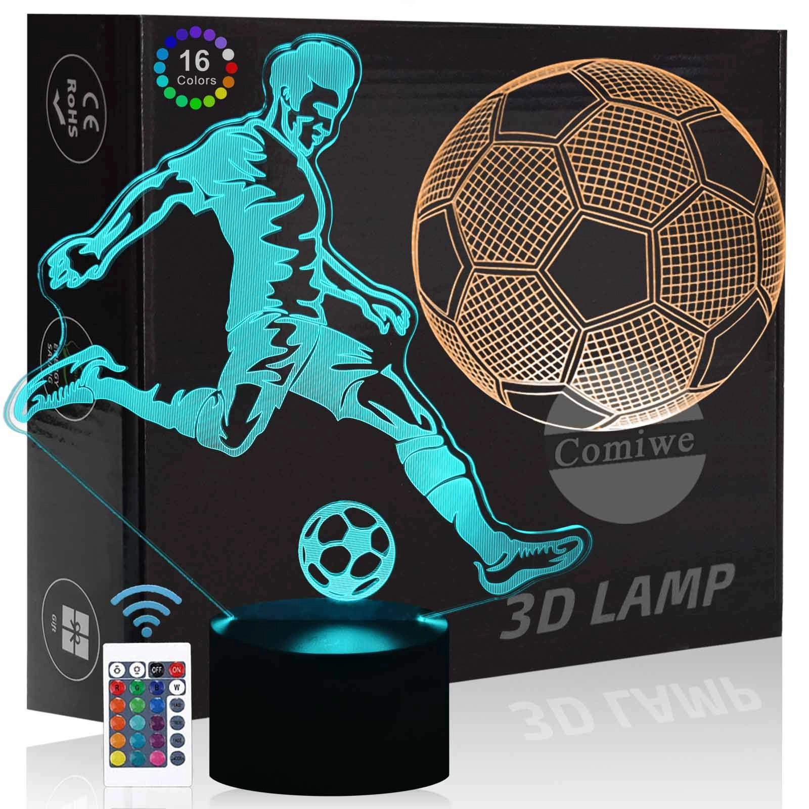 KOLITEE Football 3D Illusion Night Light - Corded Electric 16 Colors