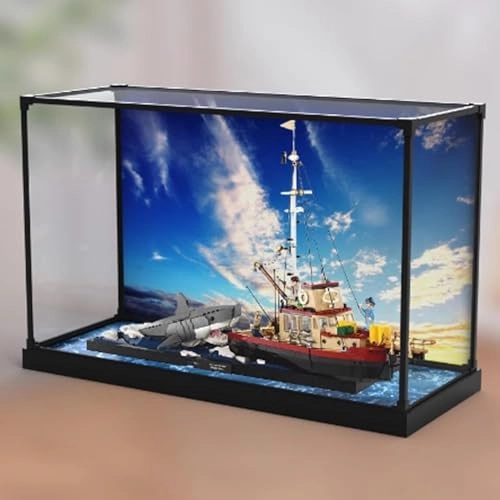 Transparent Acrylic Display Box for LEGO 21350 Shark Sailboat - 2mm thickness