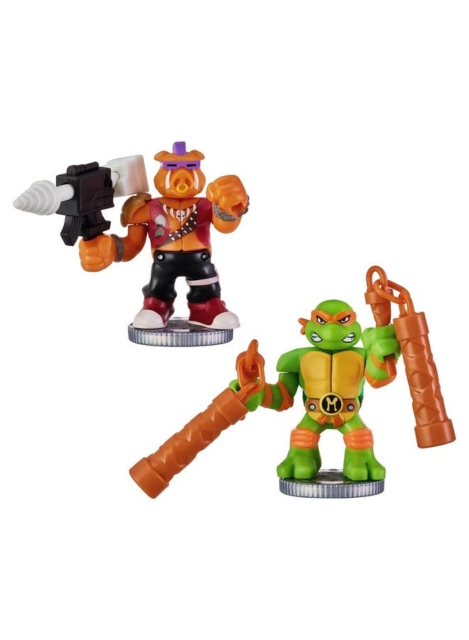 Teenage Mutant Ninja Turtles Mini Battling Warriors Versus Pack - Michelangelo + Bebop 2 pcs