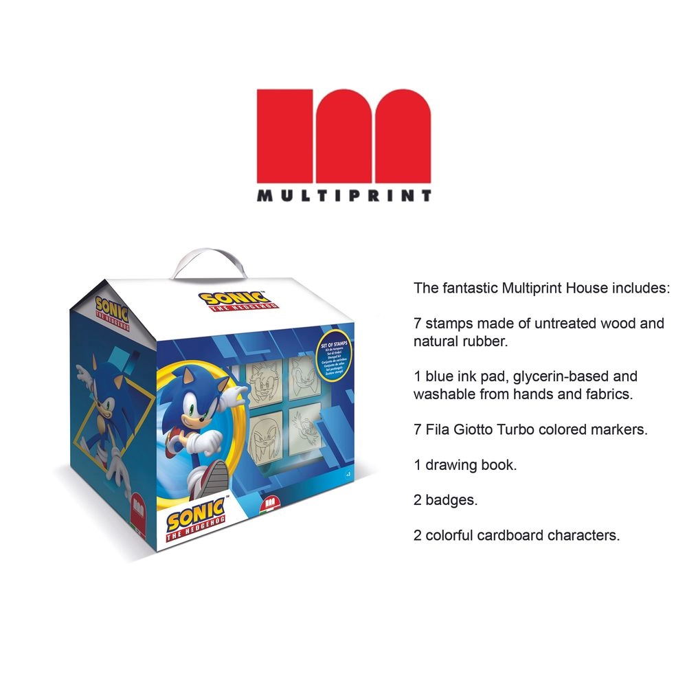 Sonic House - 7 wooden stamps 7 colored markers