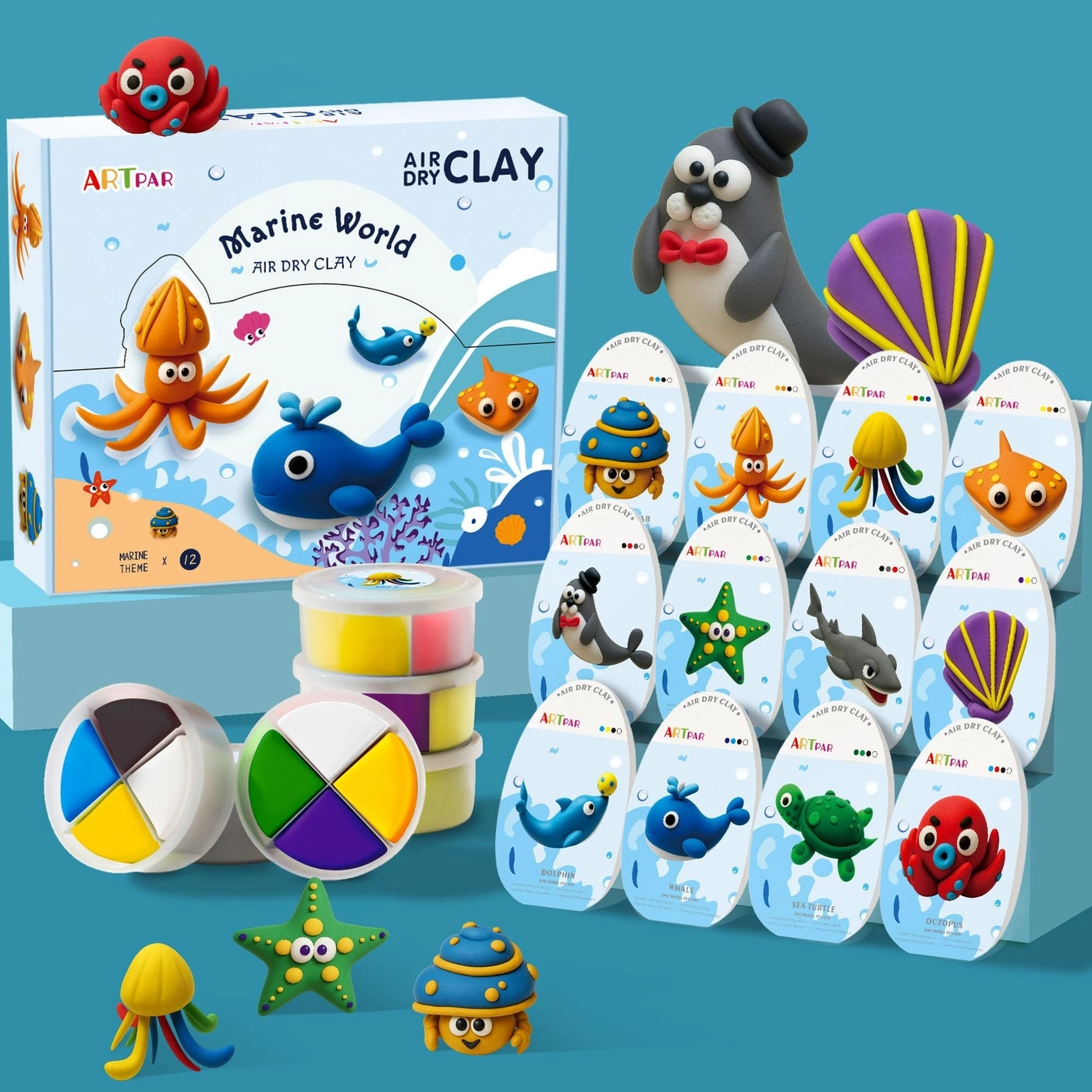 ARTPAR Air-Dry Clay Kit - Non-Sticky Ultra-Light 12pcs.
