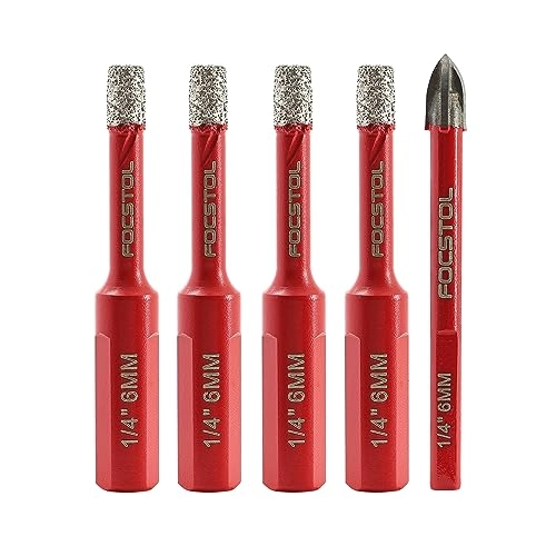 FOCSTOL Dry Diamond Drill Bits Set - 6mm Porcelain Tile Ceramic Granite Marble