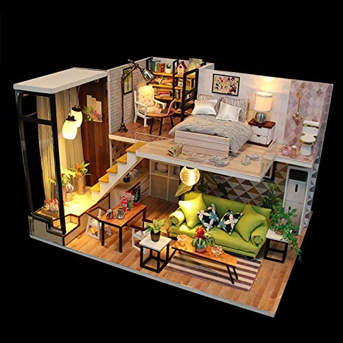 DIY Miniature Dollhouse Kit - Wooden 29 x 20.7 x 22 cm LED