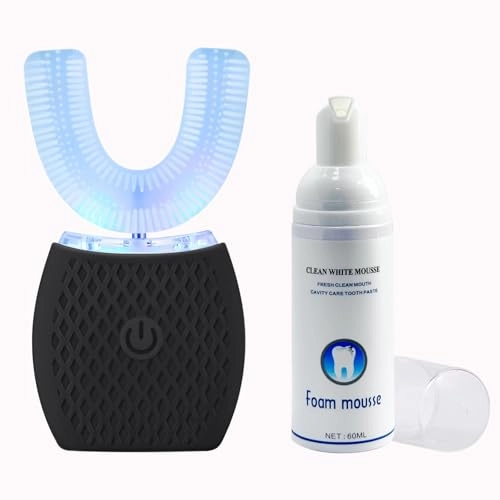 Ultrasonic U-Shaped Toothbrush - 360° Mouth Cleansing Black