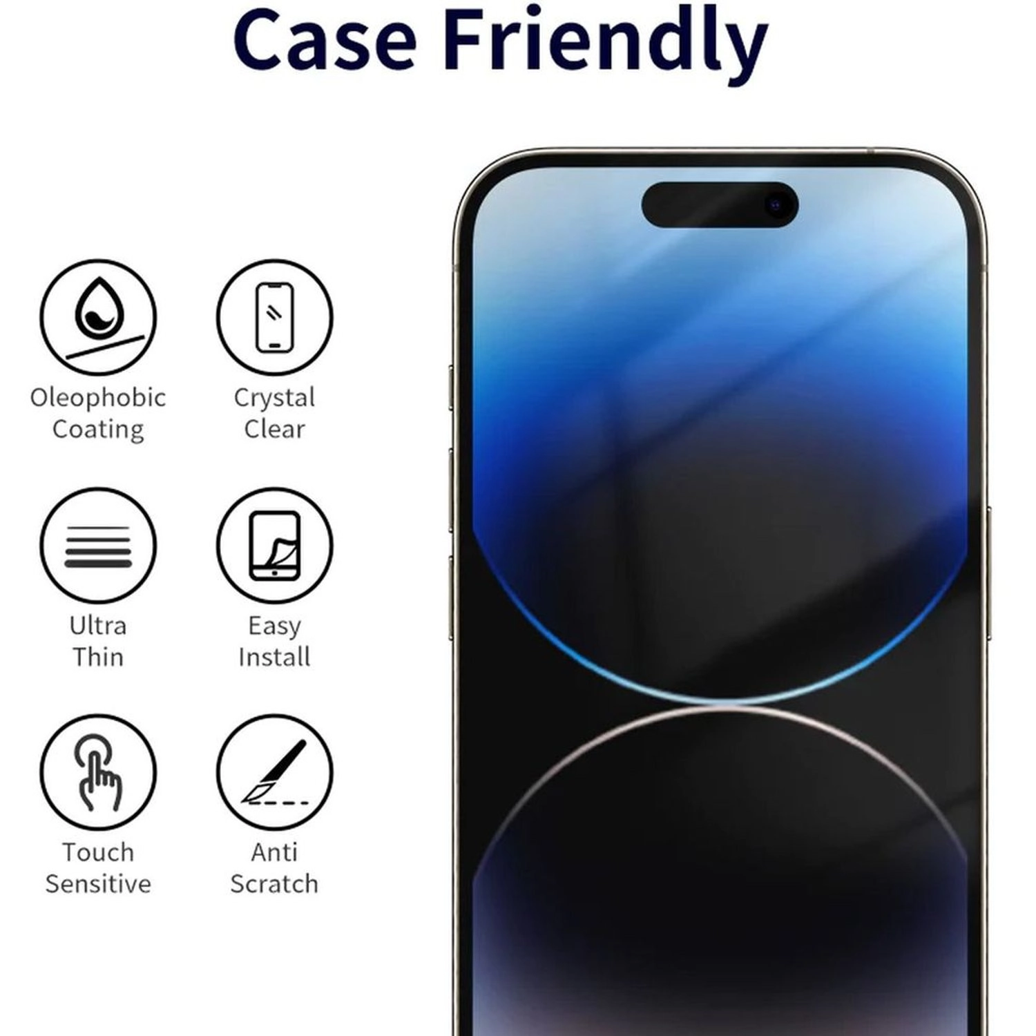 Clear Tempered Glass Screen Protector for iPhone 15 Pro