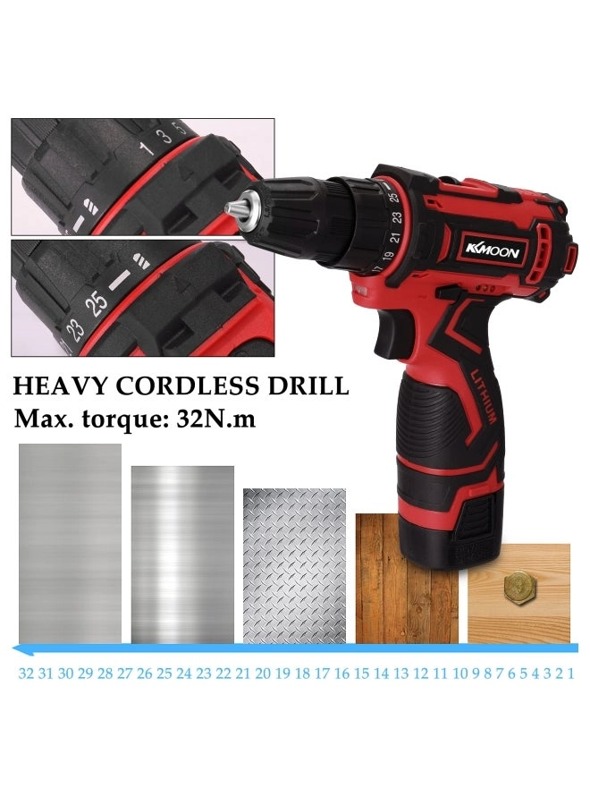 Multifunctional Electric Drill - 18V Red/Black