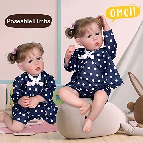 Reborn Baby Doll - 17 inches Vinyl Blue Eyes Gift Set Ages 3+