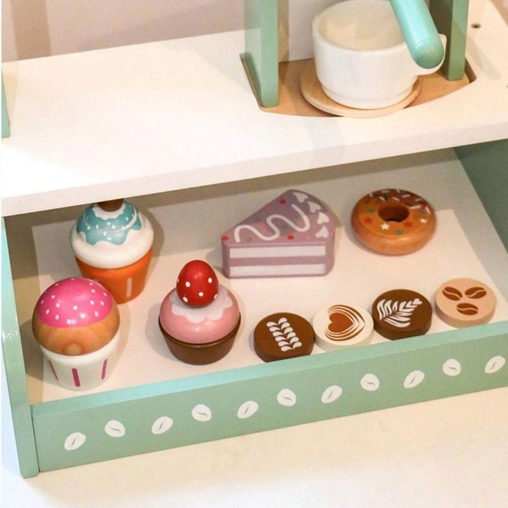 Kids Wooden Coffee Machine Station Playset - 12 pcs (5551007-KABI-0159)