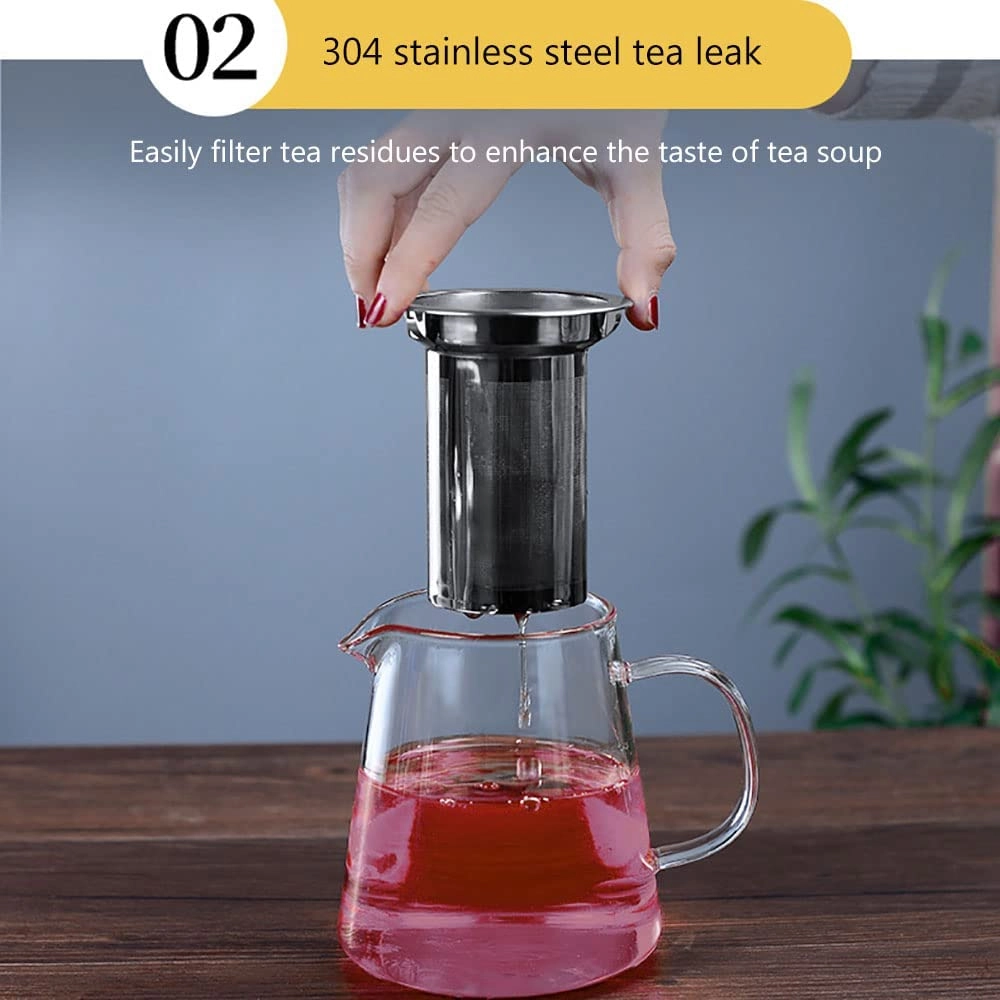 Glass Teapot - High borosilicate glass + 304 stainless steel filter 950ml