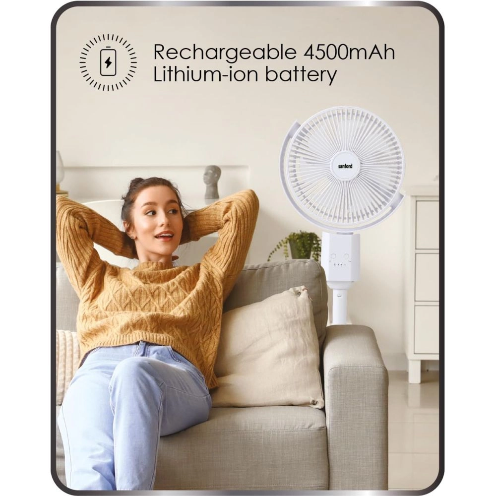Rechargeable Stand Fan - White 25 cm