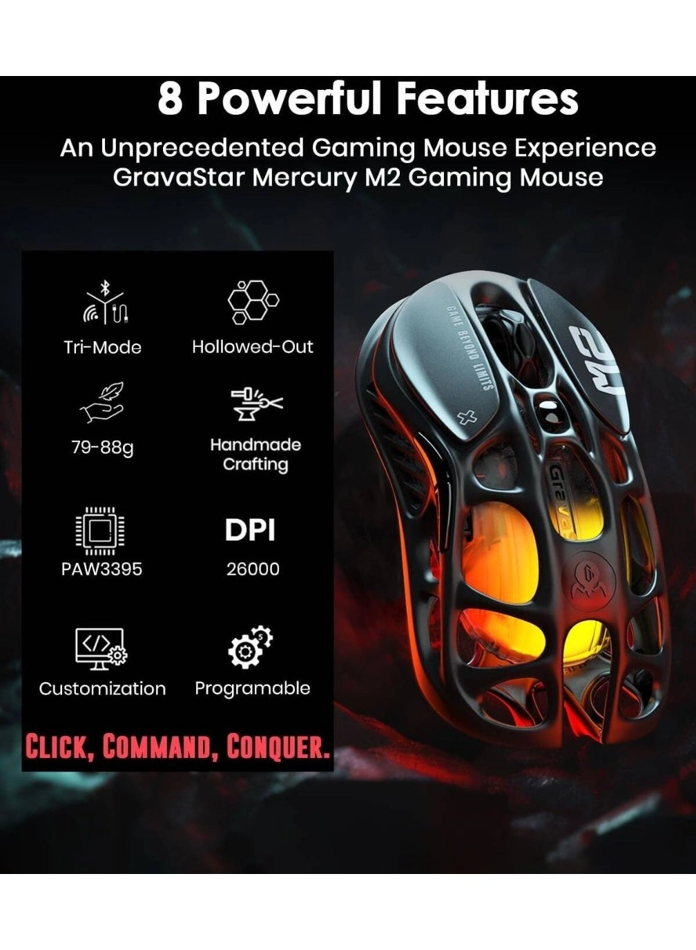 Mercury M2 Gaming Mouse - Bluetooth USB