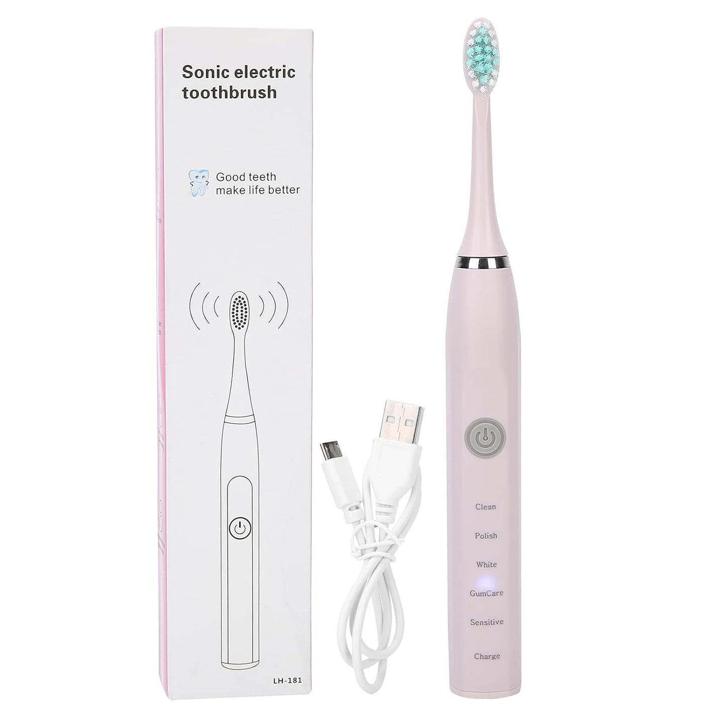 woobles Electric Toothbrush - Sonic USB Rechargeable Pink