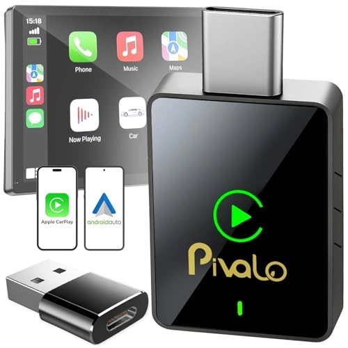 Pivalo Wireless CarPlay & Android Auto Adapter - 2-in-1 Bluetooth 5.0 Plug & Play