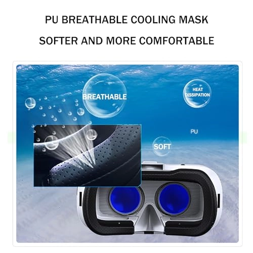 VR Headset - 4.7-6.5 inch Adjustable 3D White