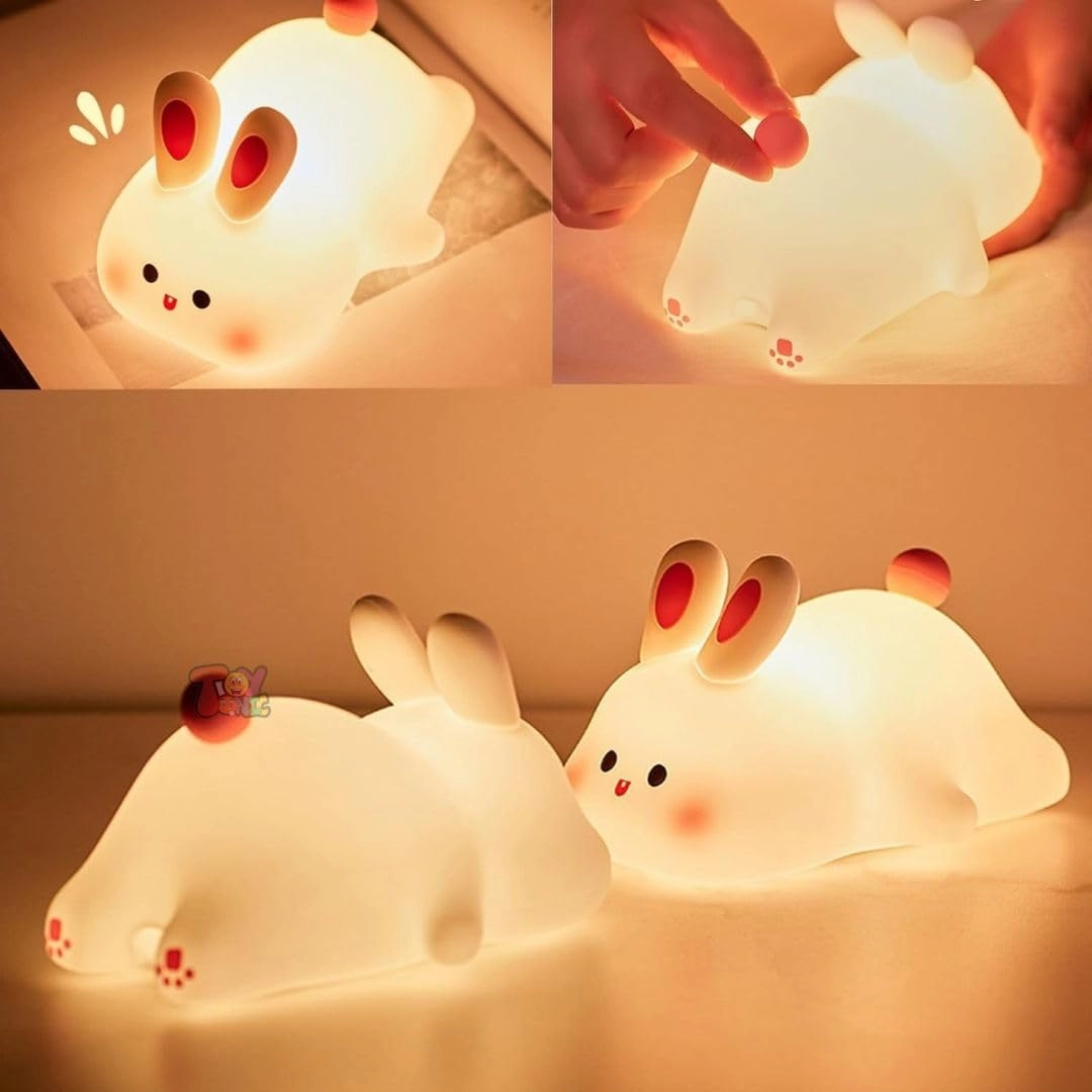 Big Face Rabbit Night Light - USB-Powered Pink