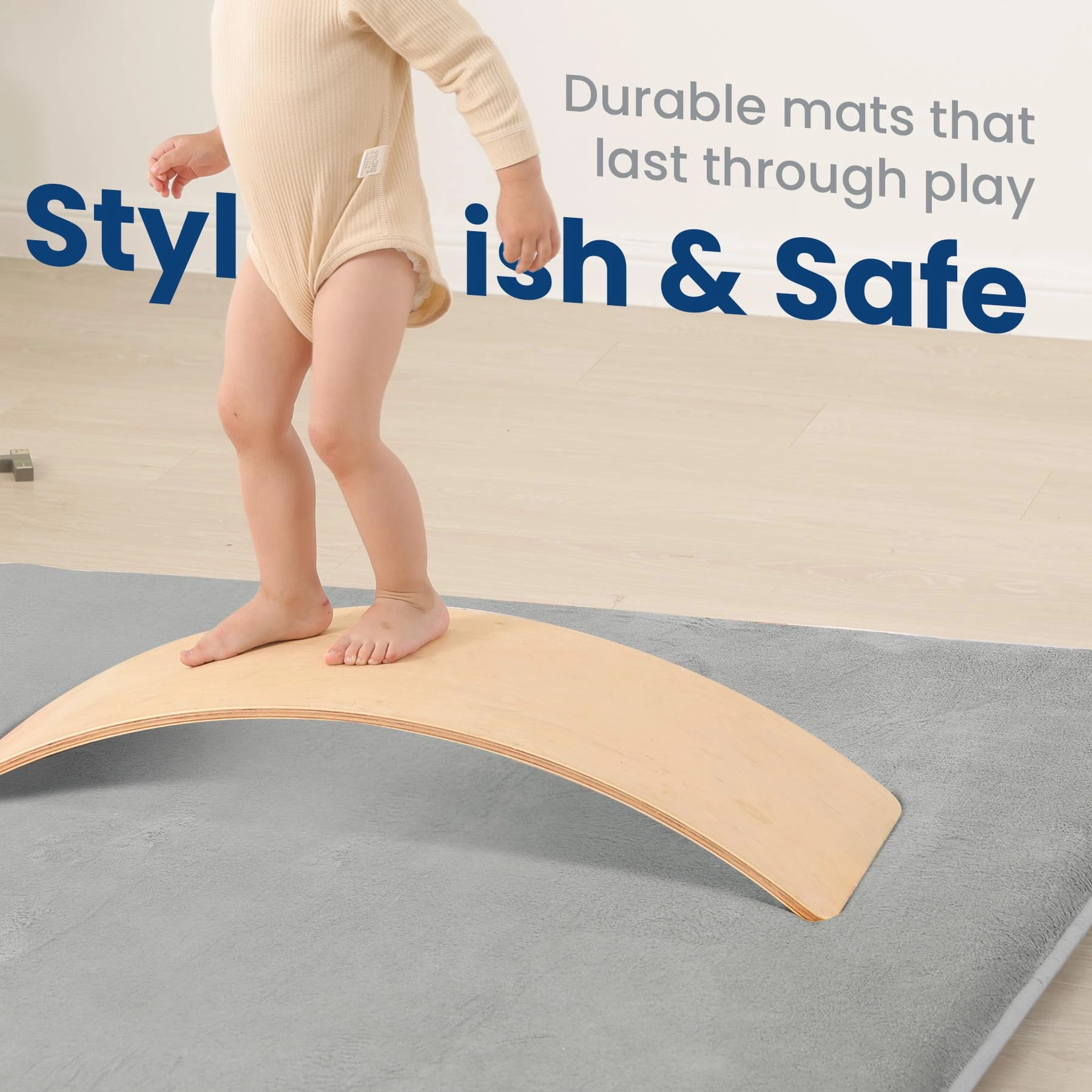 Baby Play Mat - 59"×71" 1.3" Thick Light Grey