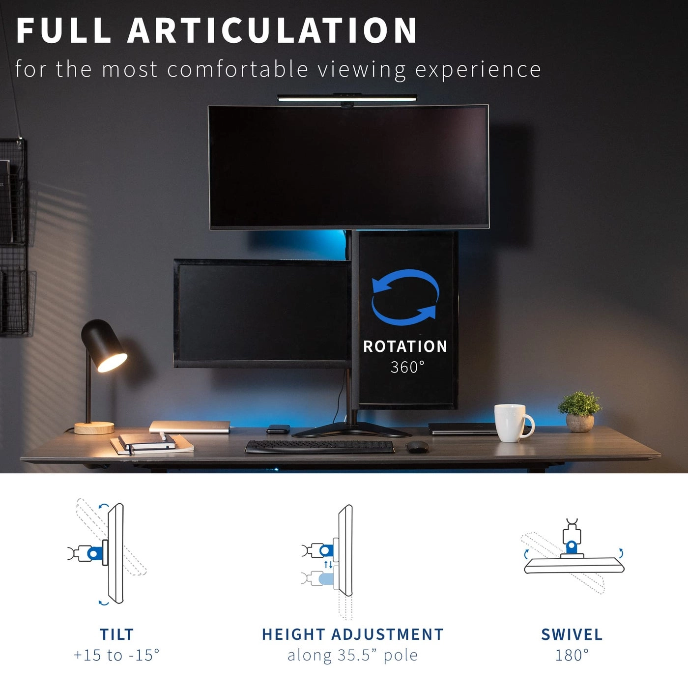 Triple Monitor Mount - three 24" 100x100mm