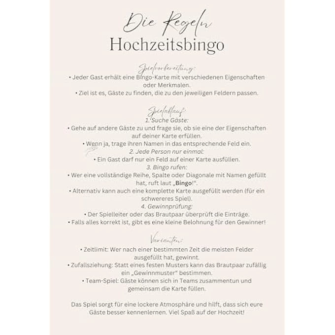 WEDDING BINGO