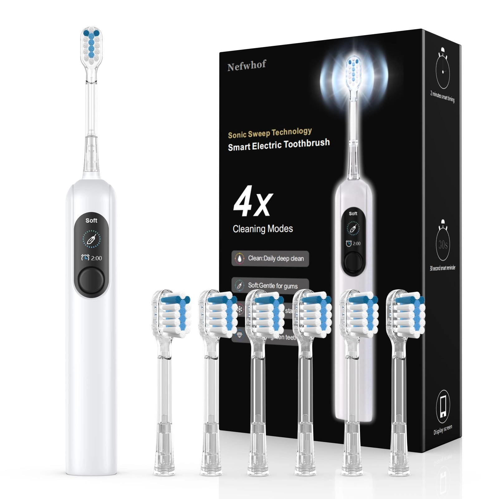 Shenzhen Samo Technology Co.,Ltd Sonic Electric Toothbrush - 6 Brush Heads 4 Modes Rechargeable