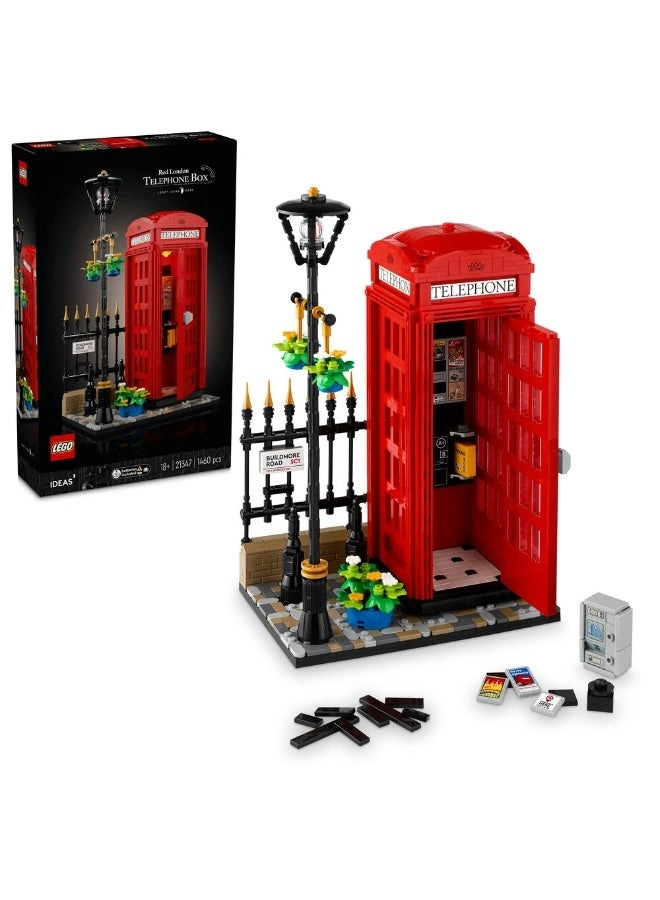 LEGO Red London Telephone Box (21347) - Model Kit Mobile Phone Stand