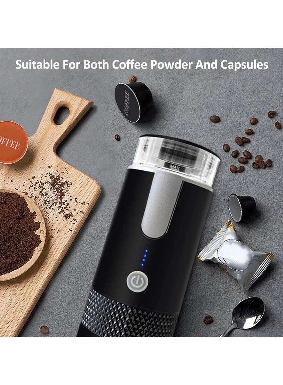 Portable Coffee Maker - 170ml Rechargeable Type-C Capsule & Ground Compatible