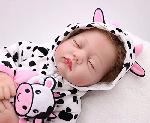Reborn Baby Doll - 22 Inch Vinyl Sleeping Moo-Cow Ages 6+ Gift Set
