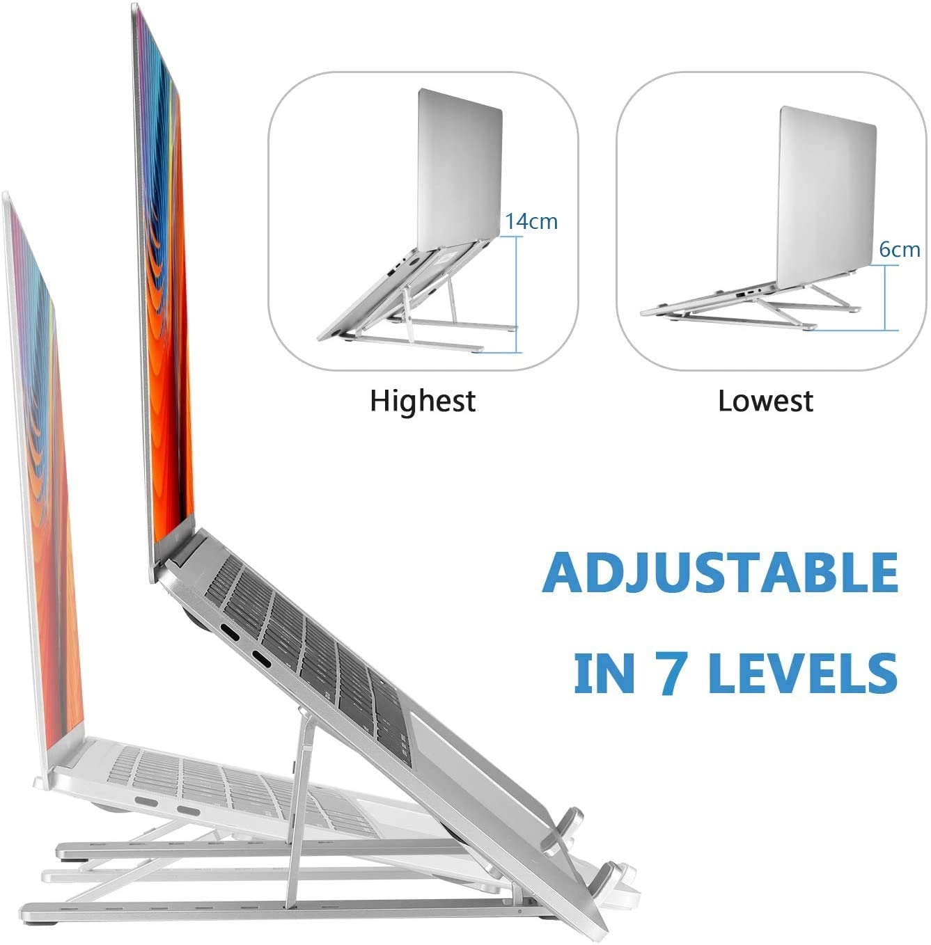 SME02 - Foldable Aluminum Laptop Stand Silver