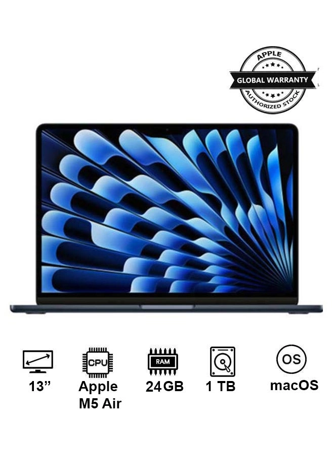 Apple MacBook Air MDHG4AB - 13'' M5 Air | 10-Core CPU 10-Core GPU 24 GB DDR4 1 TB SSD