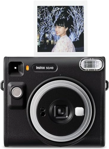 Instax Square SQ40 - Vintage Black + Instax Film Value Pack - 40 Sheets + Shutter Accessories - Photo Album 80 Pockets