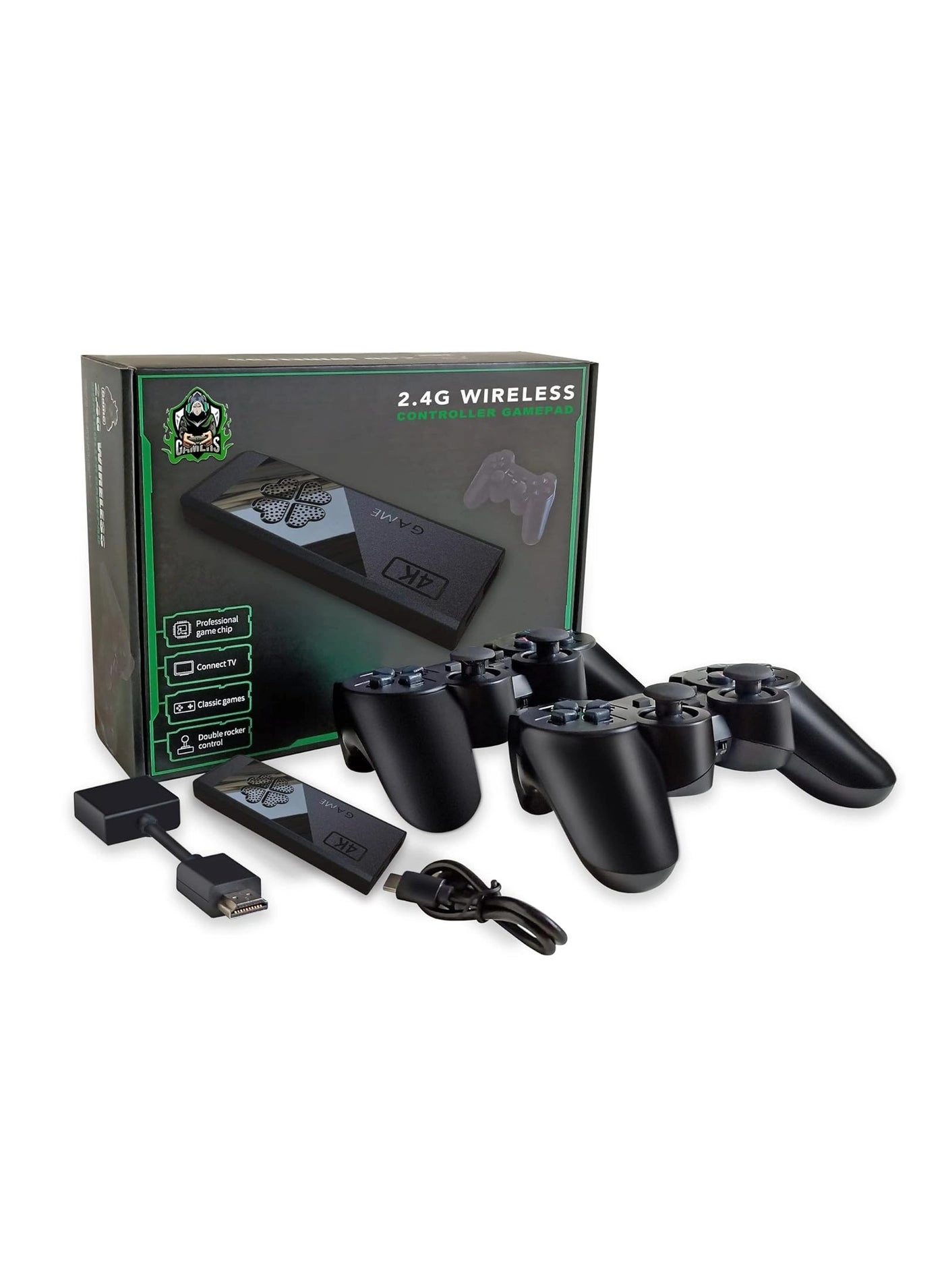 Retro Gaming Console Stick - 20,000+ Games, 23 Emulators, 4K HDMI, 2 Wireless Controllers