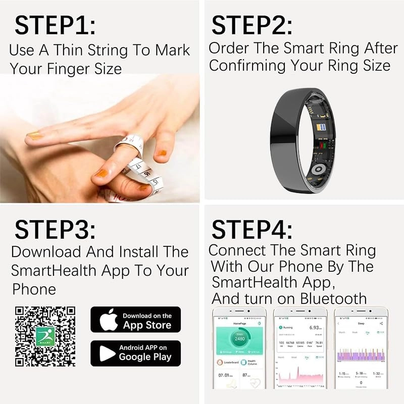 Smart Ring - Black 8# Heart Rate Monitor