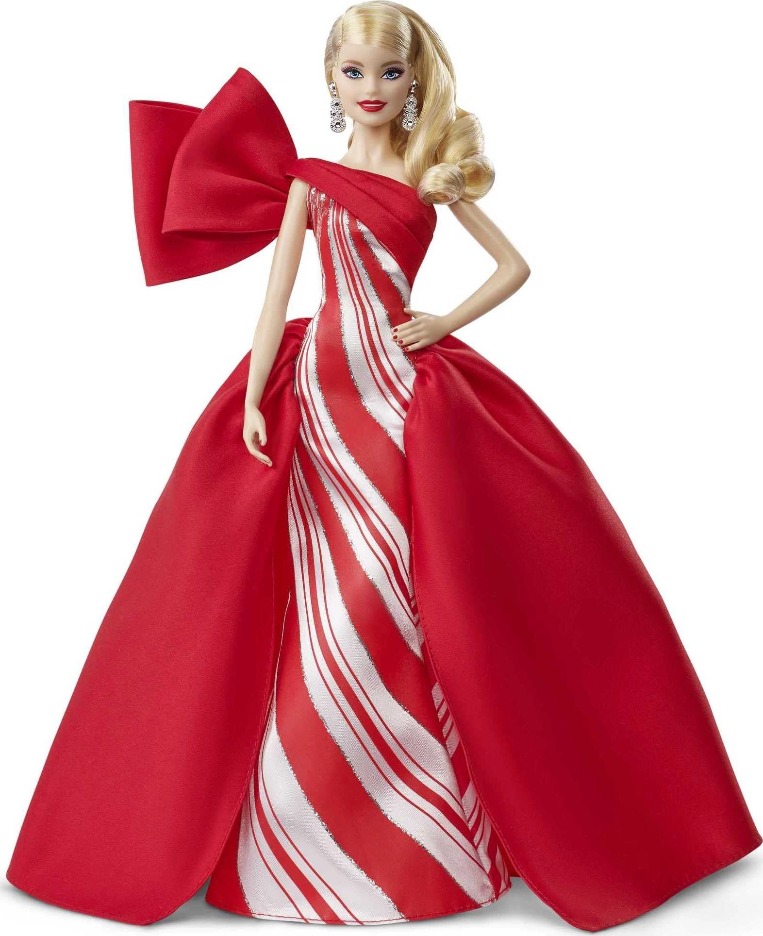Barbie 2019 Holiday Doll - 11.5-inch Blonde Red and White Gown Ages 6+