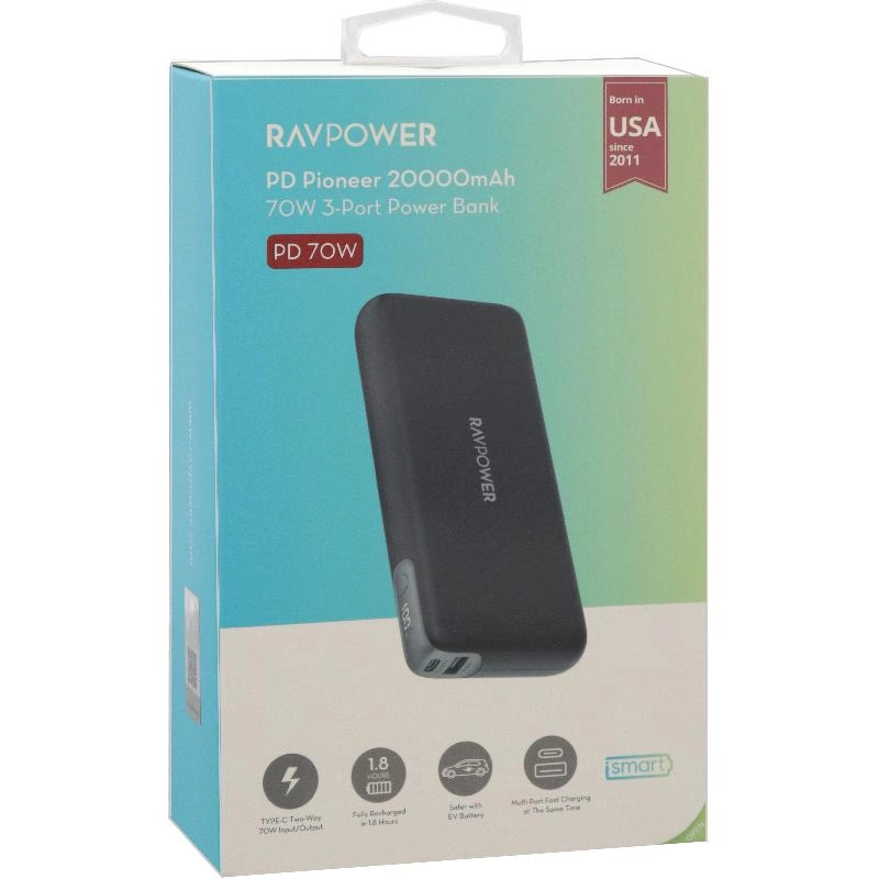 RP-PB201Pro - 20000 mAh 70W PD Fast Charging 3 USB (1X USB/2X USB-C)