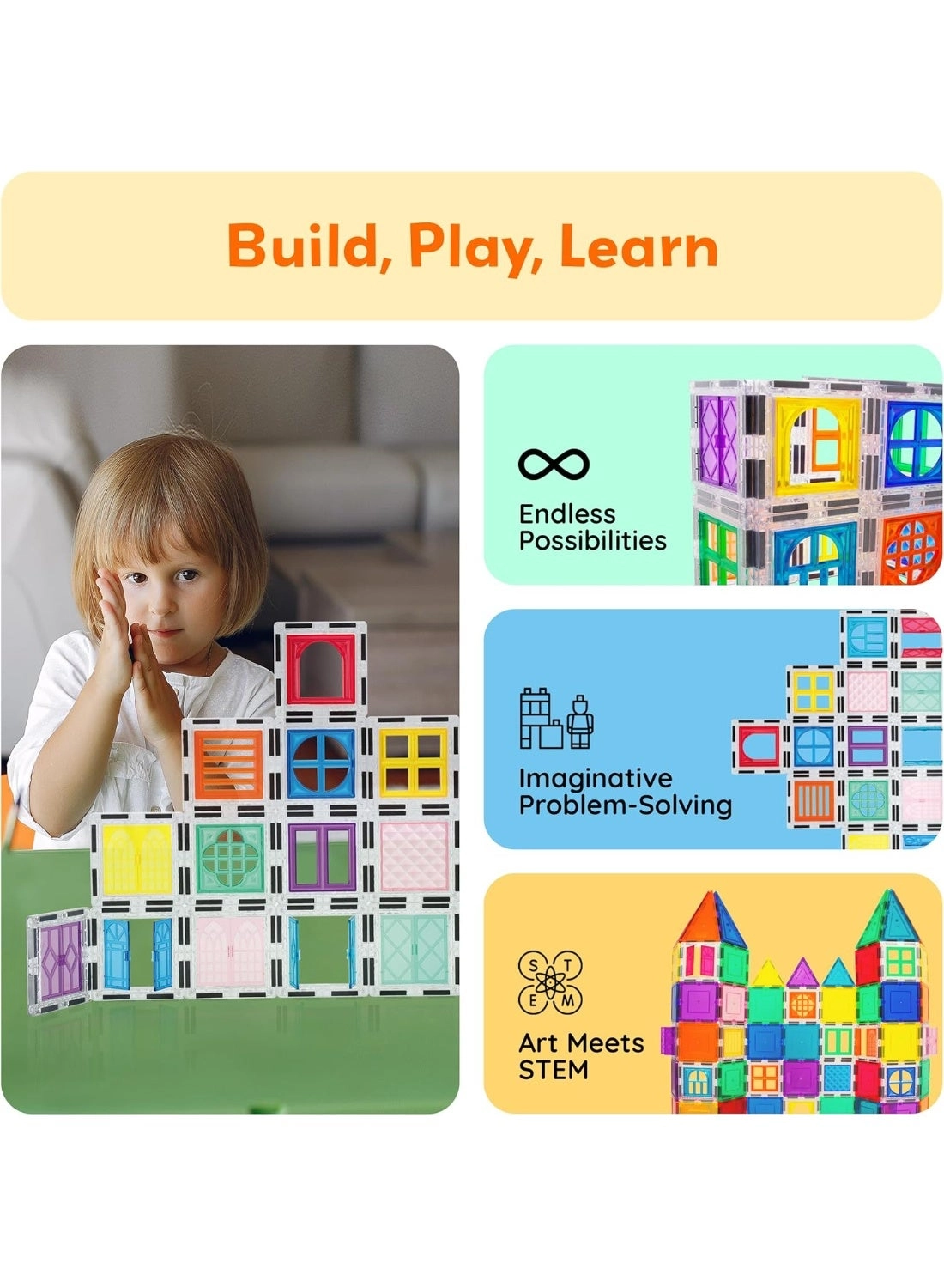 Magnetic Tiles Clip-On Window and Door - 40pcs