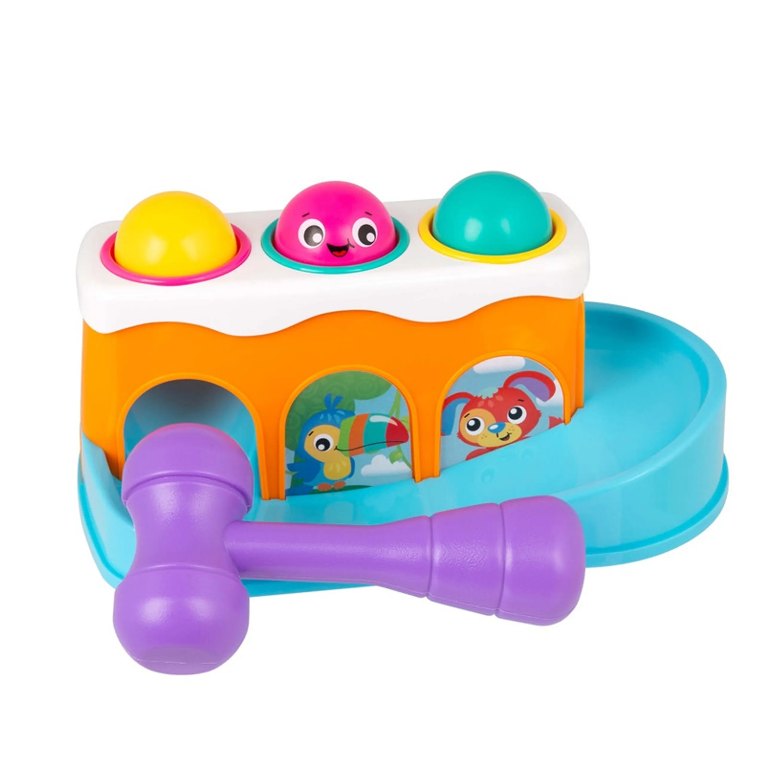 Playgro Bop N Roll Ramp - Suitable for 12 months & above 1 x Activity Ramp, 3 x Bop drop & Roll Balls, 1 x Hammer Toy