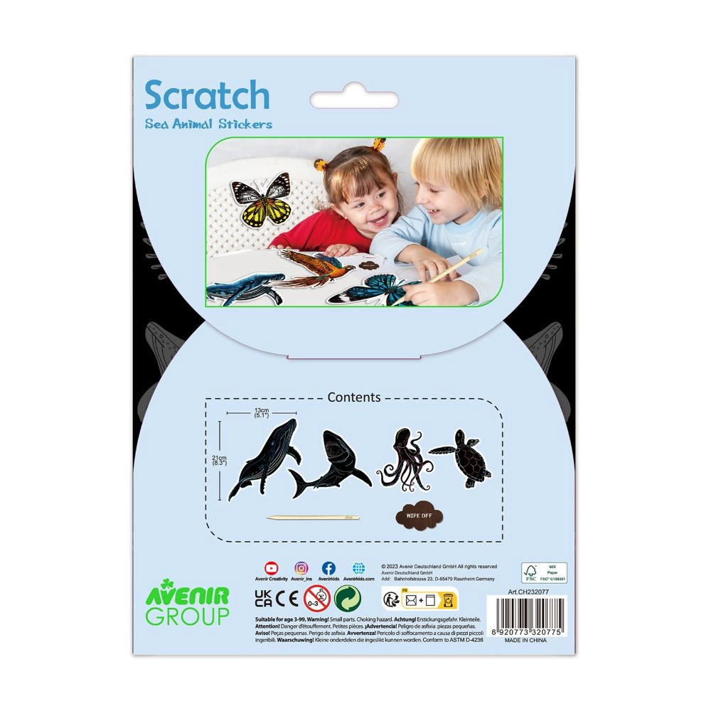 Sea Animal Activity Sticker Book Scratch 4 pcs