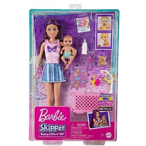 Skipper Babysitters Inc. Playset - Crib with mobile Baby doll with sleepy eyes