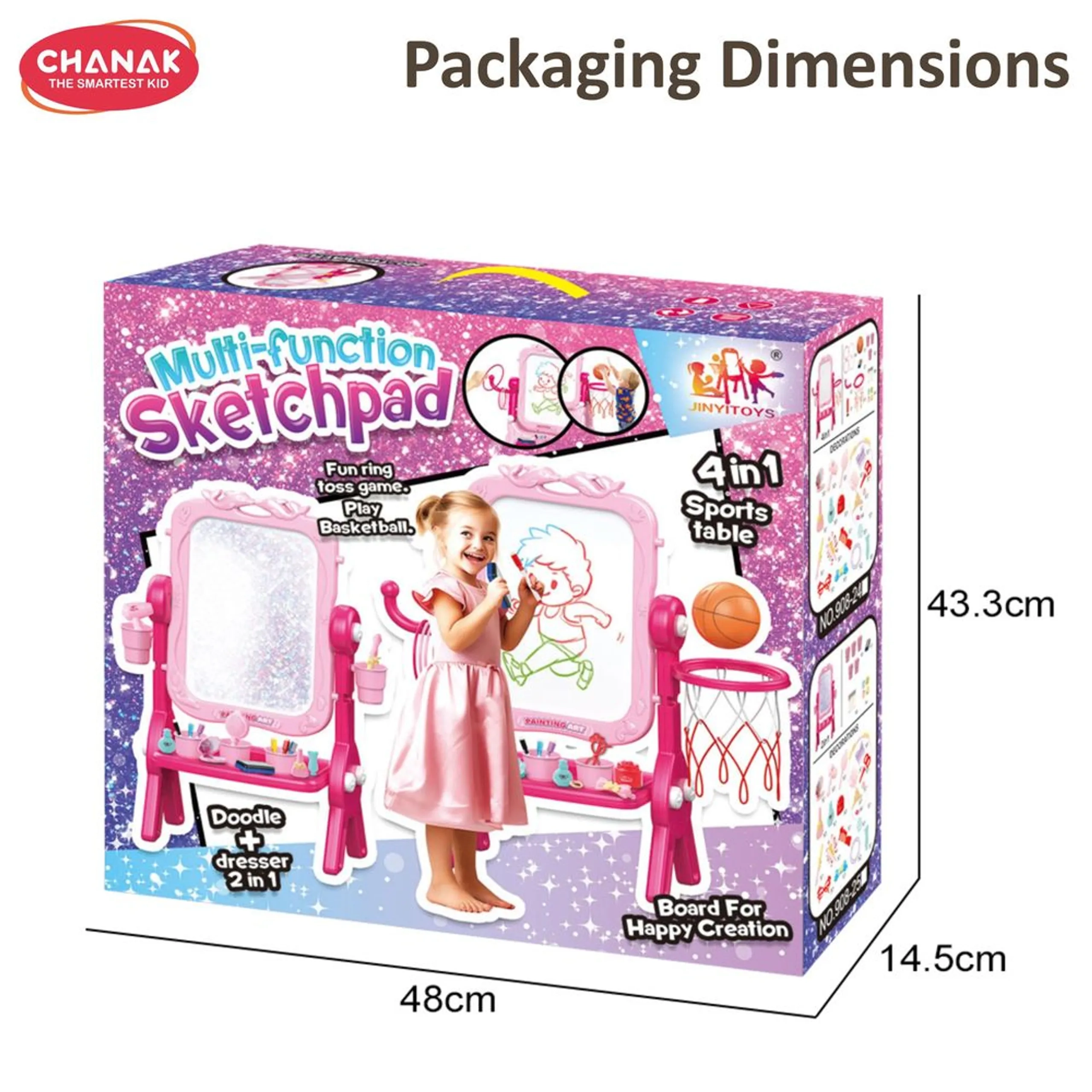 4 In 1 Vertical Multi-Function Sketchpad - 7 Pcs