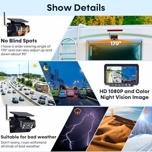 Magnetic Solar Wireless Backup Camera - Night Vision wireless 1080P