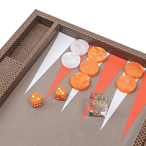 Backgammon Set - Medium Chestnut Vegan Leather