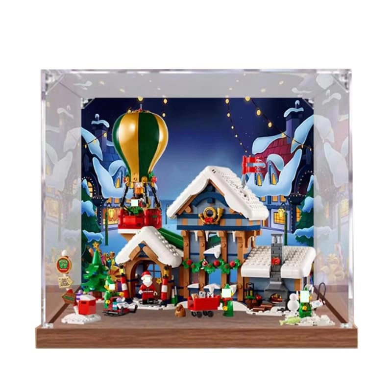 HCAEIOFJ Acrylic Display Case - Santa Claus Post Office Christmas Lego