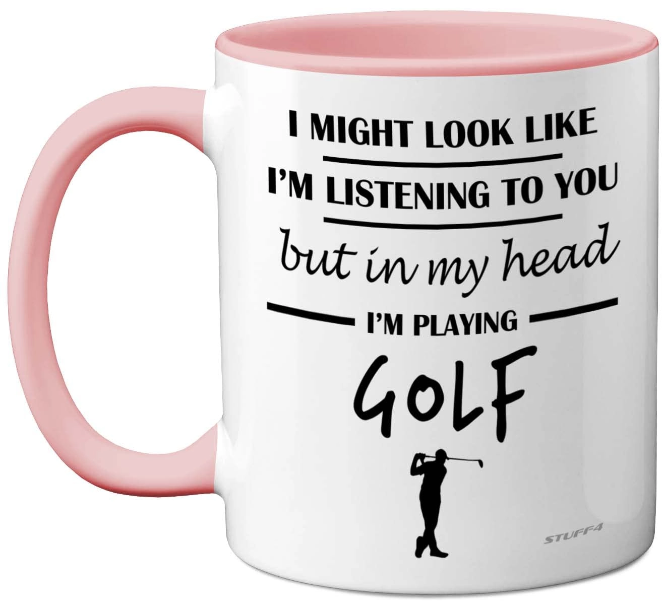 STUFF4 in My Head I'm Playing Golf Mug - 1 pcs Pink Handle
