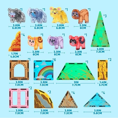 Magnetic Building Tiles Animal Set - Jungle